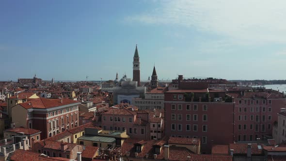 Aerial Panoramic Photo of Iconic and Unique Campanile in Saint Mark's Square alt