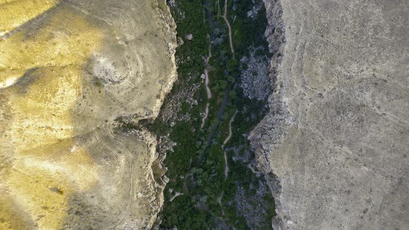 Ihlara Valley Canyon View From Air During Sunrise