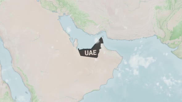 Globe Map of United Arab Emirates with a label