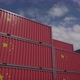 China Flag Containers are Located at the Container Terminal - VideoHive Item for Sale