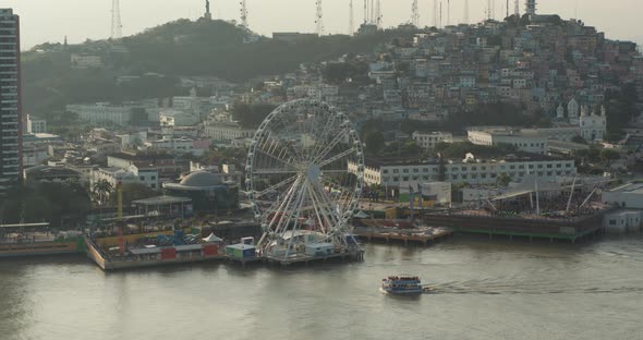 Boat sailing on the river in Guayaquil City Ecuador. alt