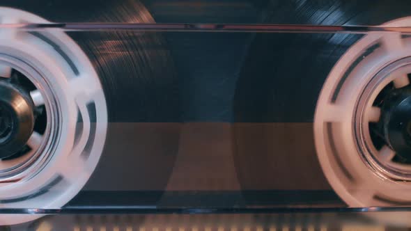 Vintage Audio Cassette Tape Playing, Macro alt