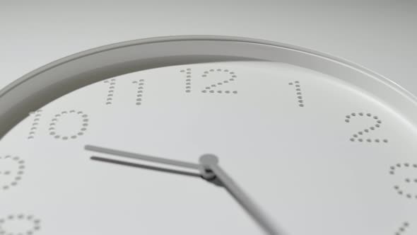 Dotted White Clock Face on Wall All Day