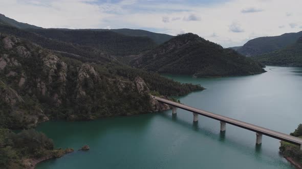 Aerial View of the Water Reservoir Llosa Del Cavall LLeida Catalonia Spain