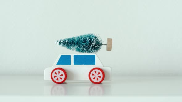 Toy car delivers a fir in the New year