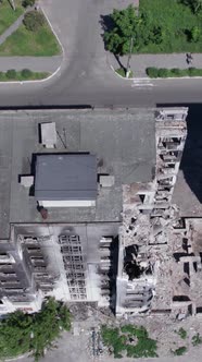 Vertical Video of War in Ukraine  Destroyed House alt