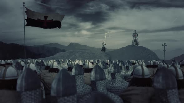 Crusade Templar Knight Standing In Front Army Before Battle alt