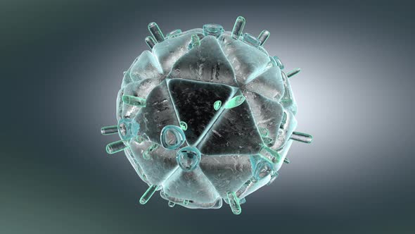 3D animation of a spinning HIV Virus	