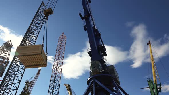 Port Crane Lifts Cargo