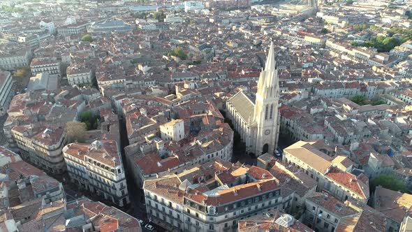 Aerial View of Montpellier Saint Anne Church During Sunrise in Summer alt