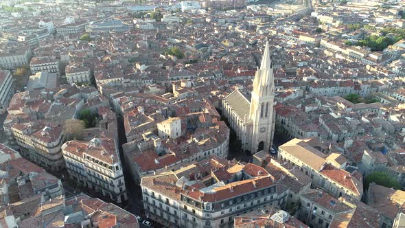Aerial View of Montpellier Saint Anne Church During Sunrise in Summer