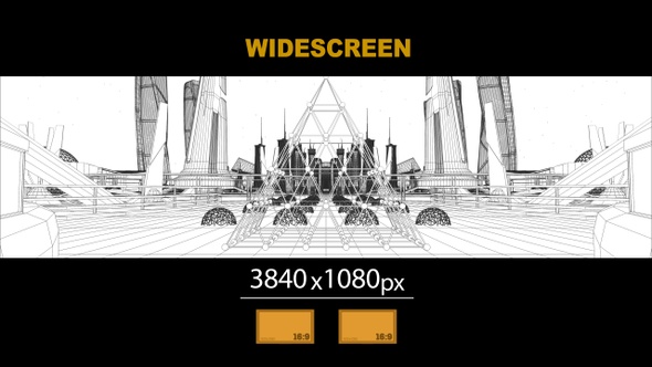 Wide Screen Wireframe Sci Fi City 02