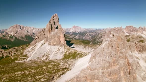 Dolomites in the Italian Alps, aerial view