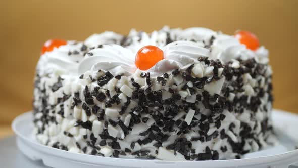 Cream Cake with Chocolate Sprinkles