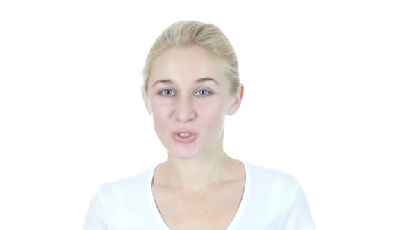 Skype, Woman Doing Online Video chat , White Background alt