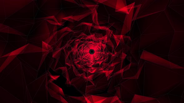 Red Low Poly Grid Triangle Geometric Shape Tunnel Animation Seamless Loop 4K Video alt