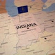Indiana Map with State Flag