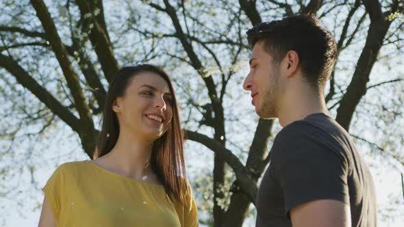 Couple talking and laughing alt