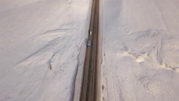 Truck On Winter Road