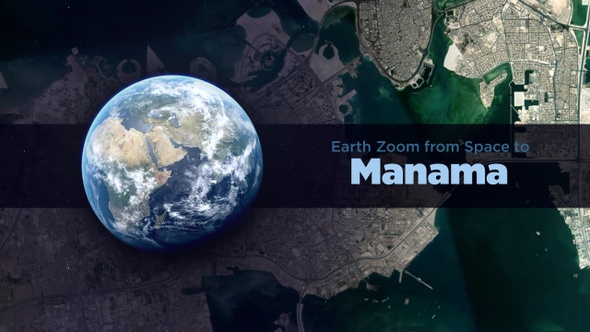 Manama (Bahrain) Earth Zoom to the City from Space