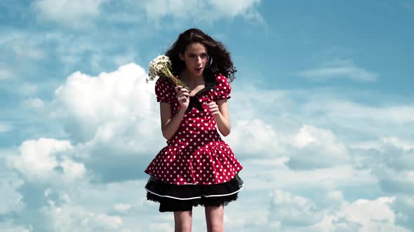 Outdoor Portrait of a Beautiful Woman with Flovers. Provence. Freedom on Nature. Lovely Young alt