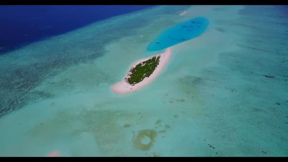 Aerial top view seascape of tropical tourist beach voyage by clear sea and bright sand background of alt