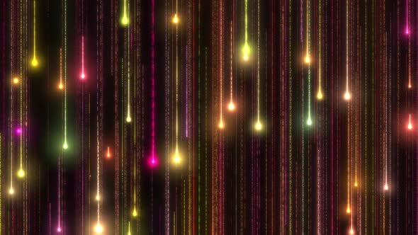 Colorful glowing particles lines