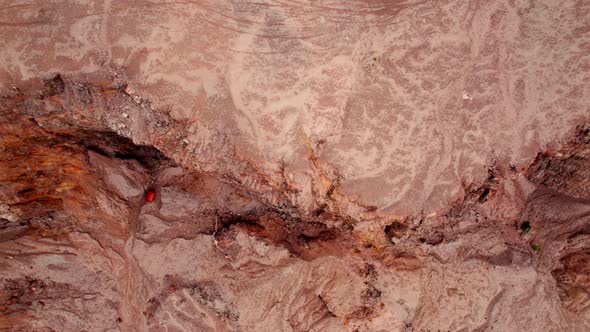 4K Aerial view of Grand Canyon, rock fissures eroded by water. alt