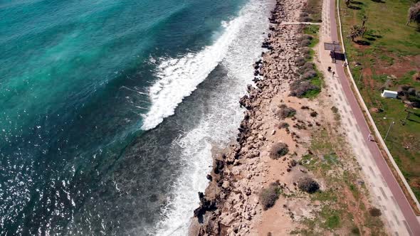Drone Flying Over Beautiful Seaside