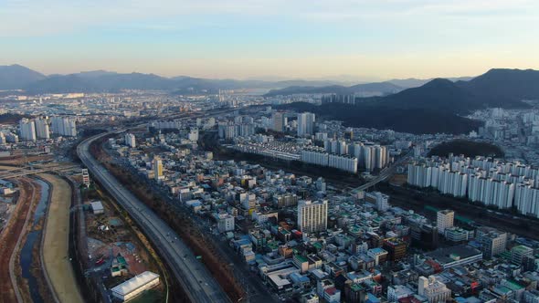 Korea Gumi City Wonpyeong Dong Songjeong Dong Apartment Complex Highway
