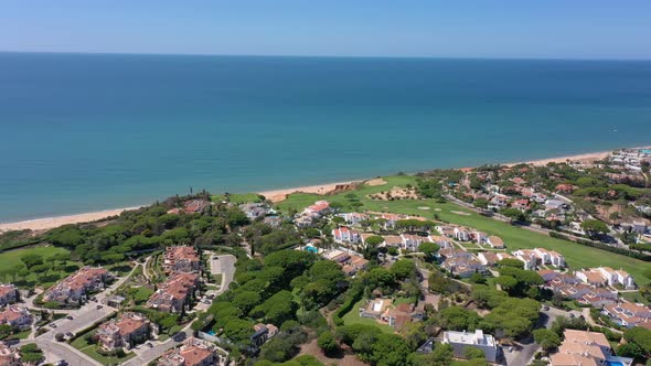 Aerial Overview of Quinta Do Lago Resort Buildings in Vale De Lobo Algarve Portugal Europe alt