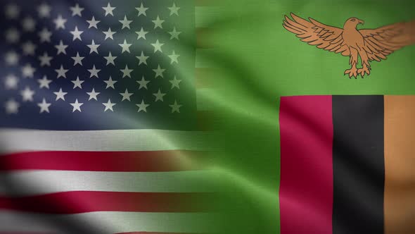 USA Zambia Flag Loop Background 4K