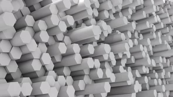 Abstract Monochrome Hexagon Tubes Oscillating Background Loop