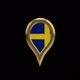 Sweden Flag 3D Rotating Location Gold Pin Icon - VideoHive Item for Sale