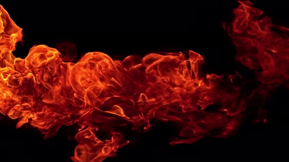 Fire Flames in 1000Fps Super Slow Motion Isolated on Black Background alt