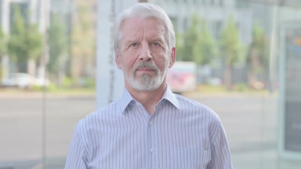 Portrait of Old Man Looking at the Camera Outdoor alt