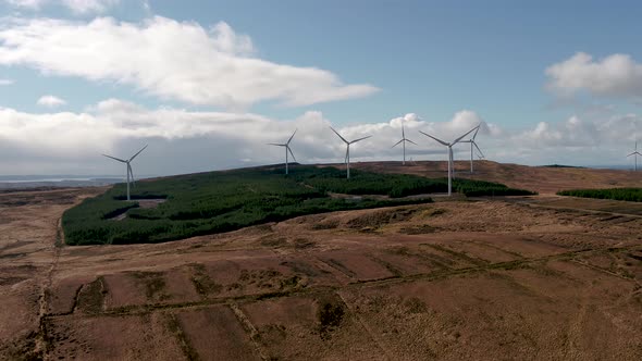 Aerial View of the Cloghervaddy Windfarm Between Frosses and Glenties in County Donegal alt