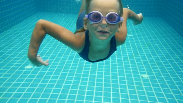 6 Year Old Girl Dives in the Pool Underwater Shooting