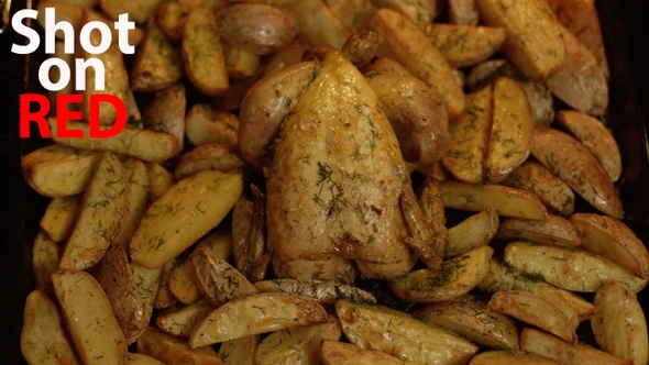 Cooking Roasted Chicken With Baked Potato alt