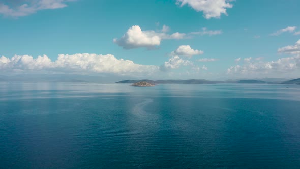 Beautiful Island and Mountain in Blue Water of Aegean Sea Near the Shores of Bodrum Turkey alt