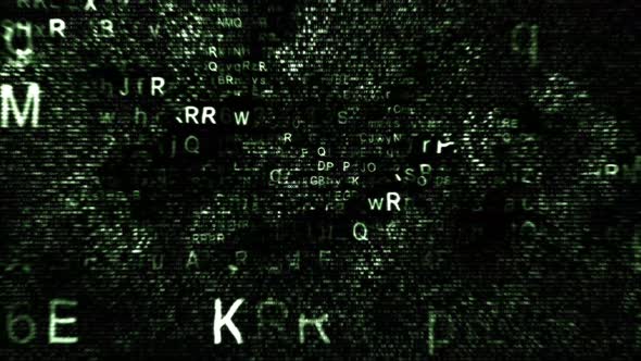 Trippy Green Hexadecimal Code Fragments On Black Background 