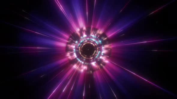 Abstract Magenta Light Ray Ring Formation Looping Background with Streaks