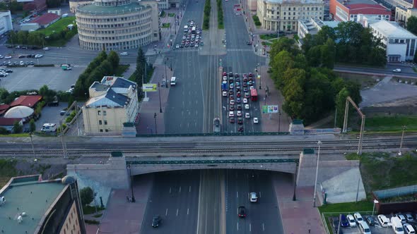 City Traffic on Moscow Avenue, Saint Petersburg Russia