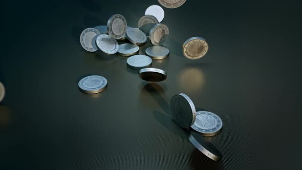 Euro Coins Falling And Bouncing On A Carbon Floor alt