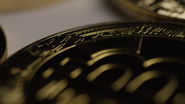 Rotating shot of Bitcoins (digital cryptocurrency) - BITCOIN 0376 alt