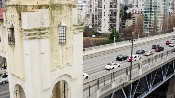 Canadian Flags On Cars Supporting Truckers During Freedom Convoy Protest In Canada. Burrard Street B alt