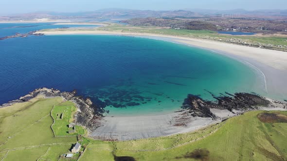 Aerial View of Inishkeel Island By Portnoo Next to the the Awarded Narin Beach in County Donegal alt