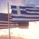 Greece and United States Flag on Flagpole - VideoHive Item for Sale