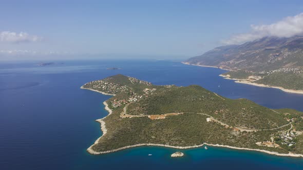 Aerial View on Peninsula of Kas Town in Fethiye District Turkey alt