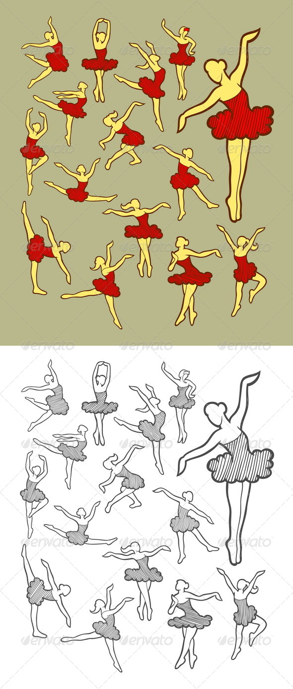 Dancer Icons Sketch - Sports/Activity Conceptual